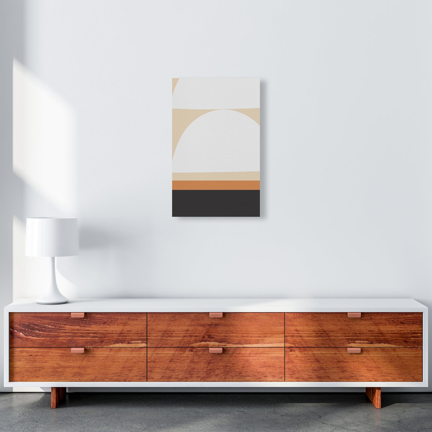 White Abstract Shapes Original A3 Canvas