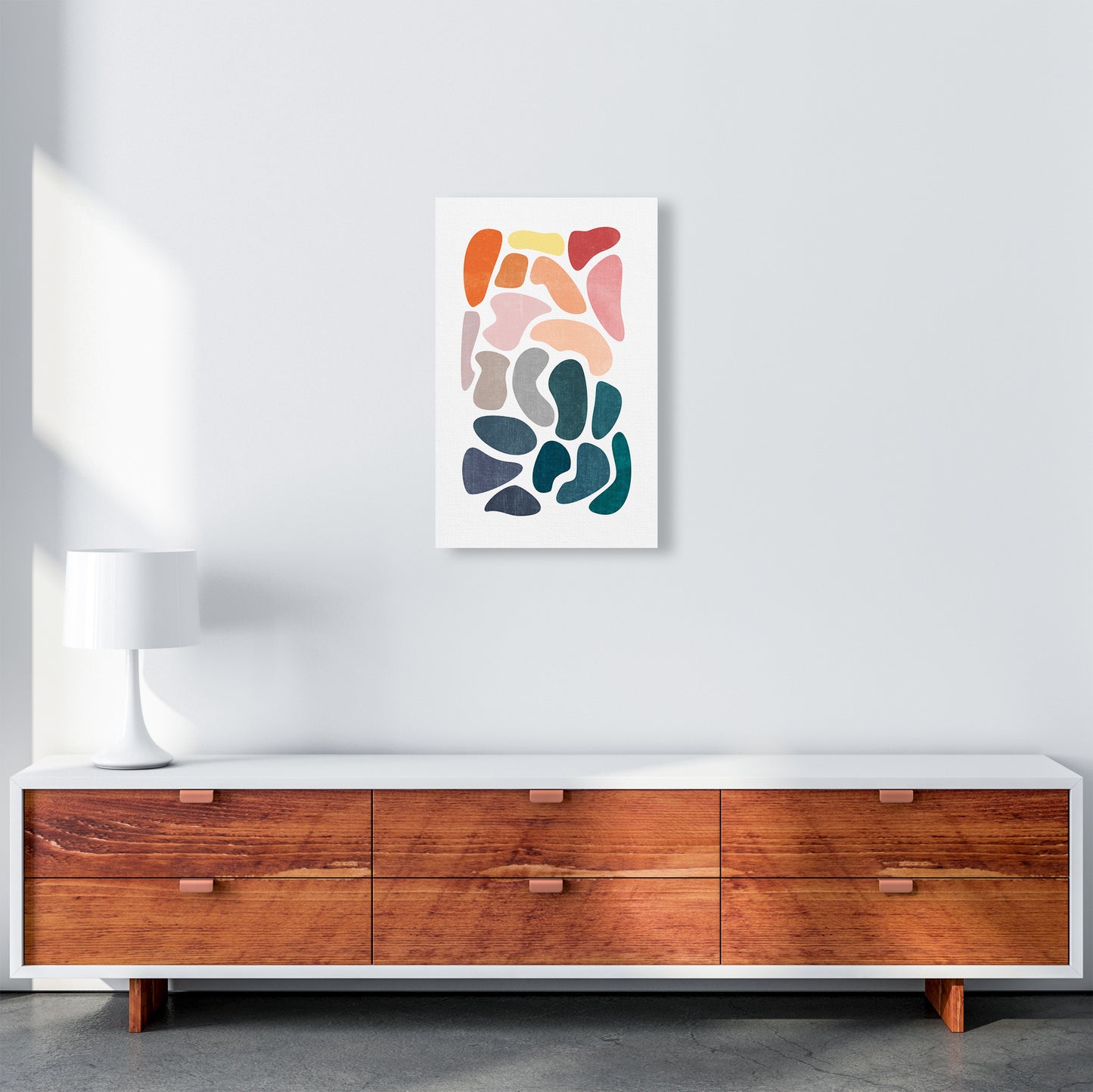 Colourful Abstract Shapes Print B A3 Canvas