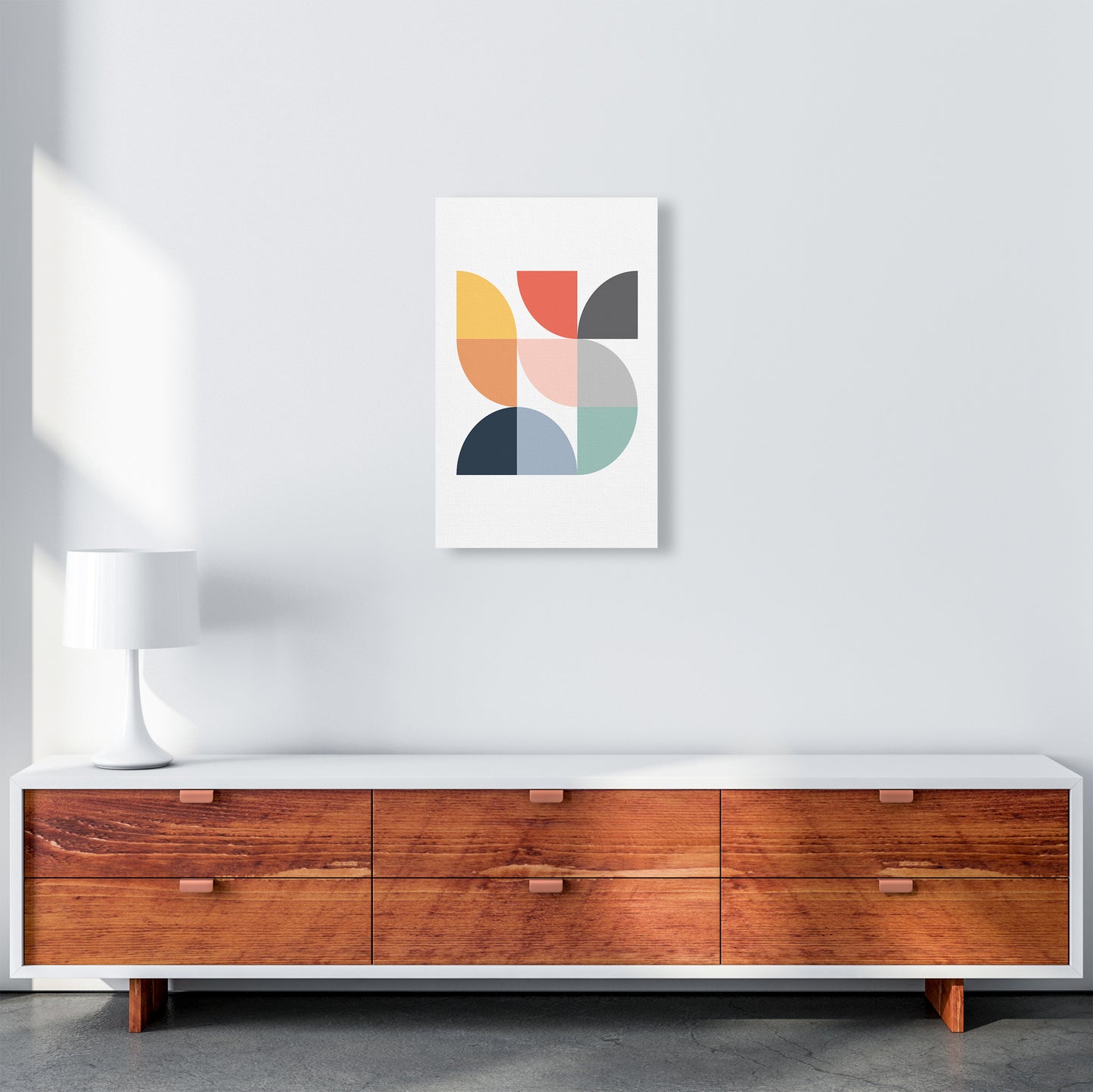 Scandi Quarter Circles Original A3 Canvas