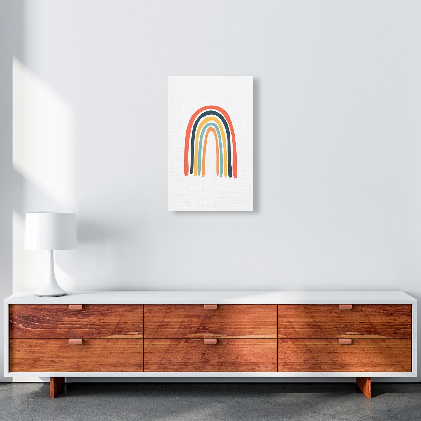 Rainbow on White Original A3 Canvas