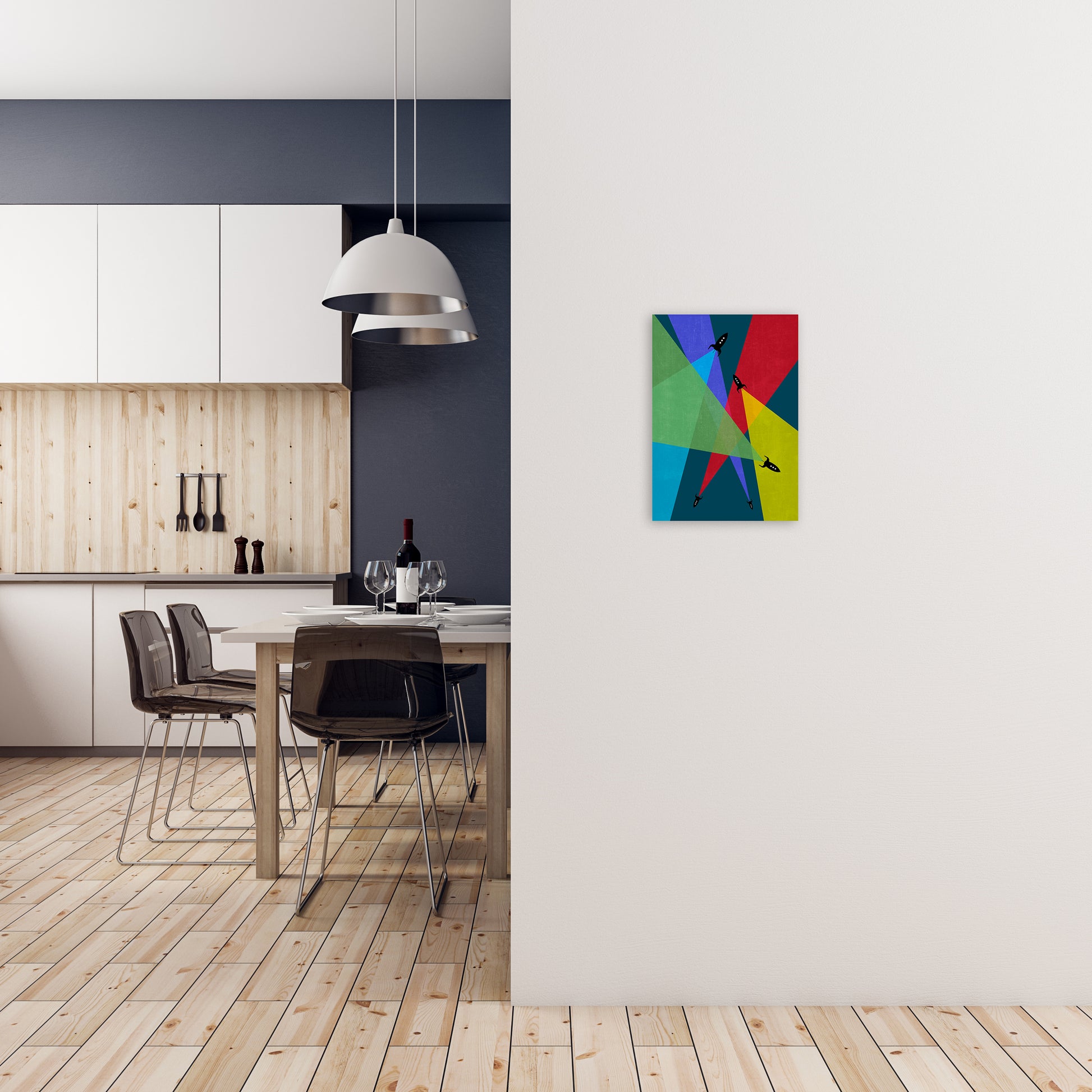 Rocket Bedroom Print A A3 Black Frame