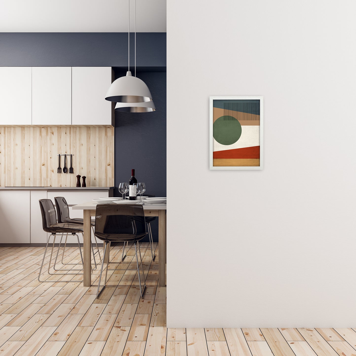 Abstract Wall Art Earth Tones A3 Oak Frame