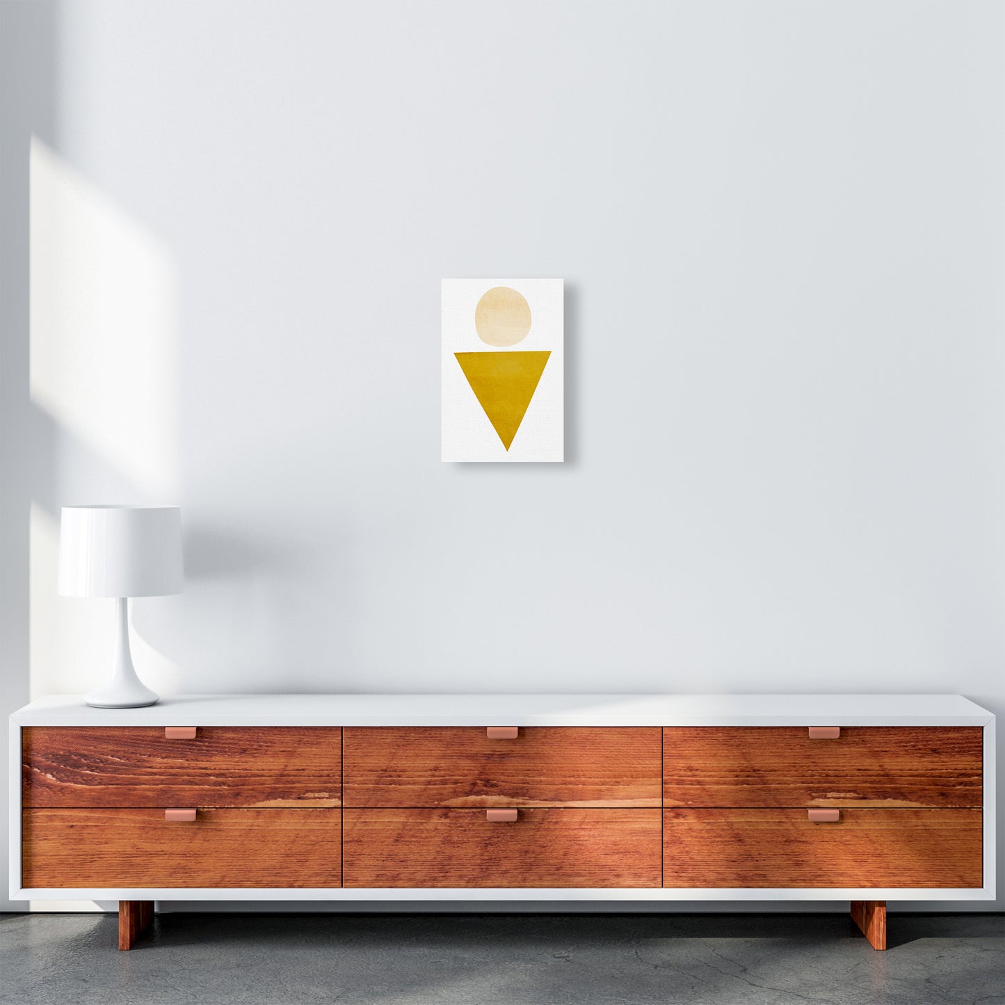 Yellow Triangle and Circle Original A4 Canvas