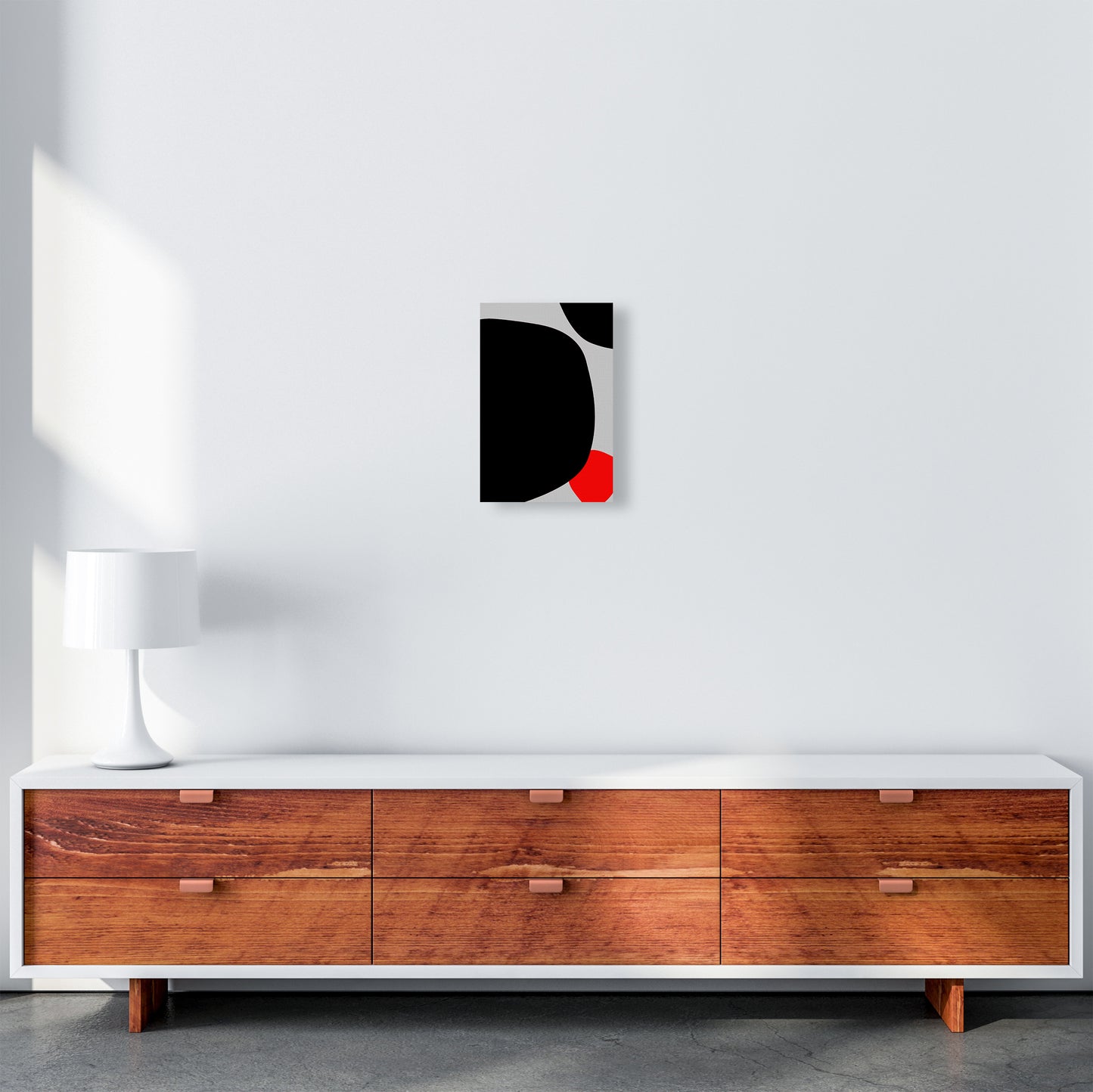 Abstract Black Shapes with Red Original A Art Print by Print Punk Studio A4 Canvas