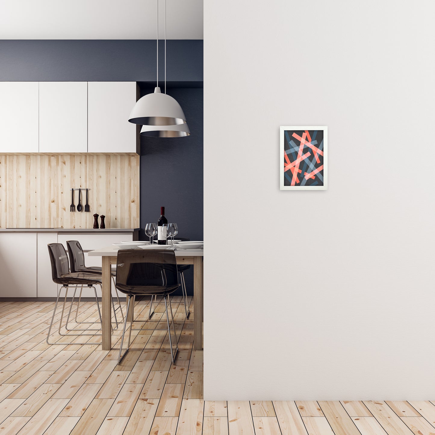 Abstract Colourful Print B A4 Oak Frame