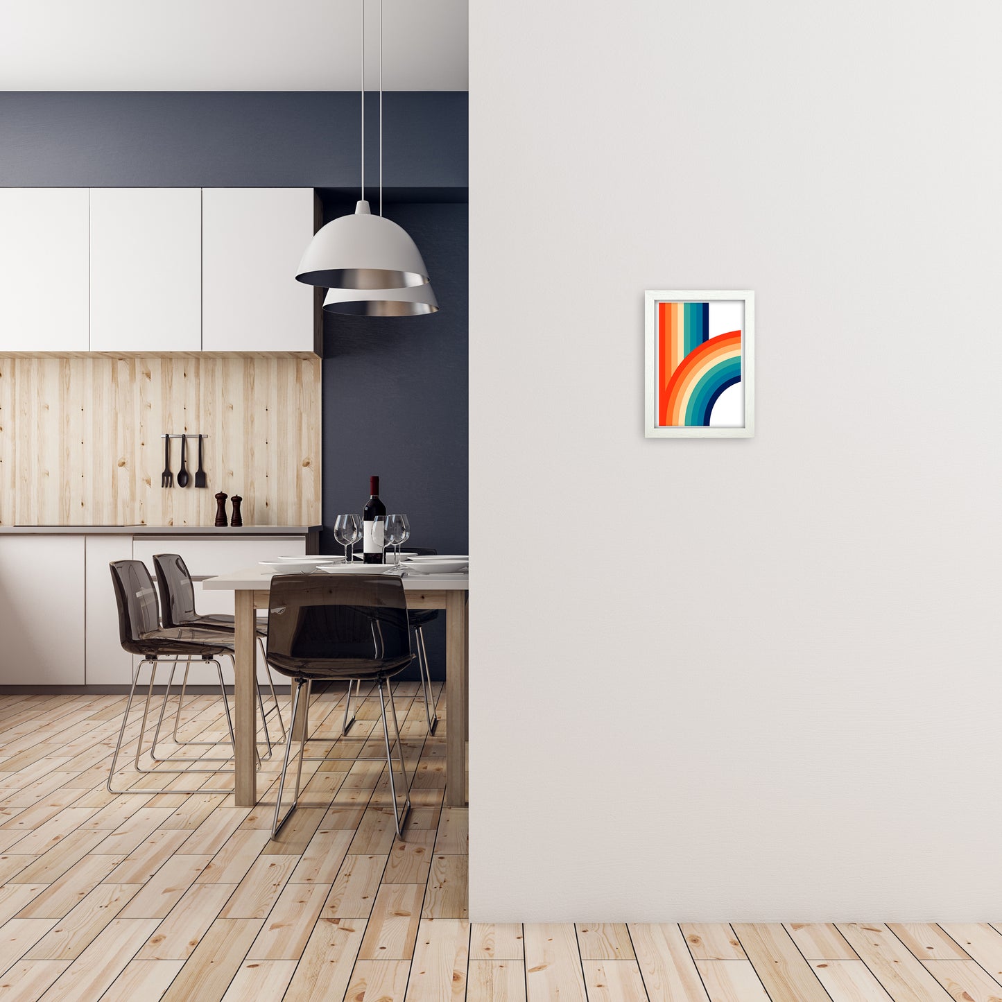 Rainbow Curve One Original A4 Oak Frame