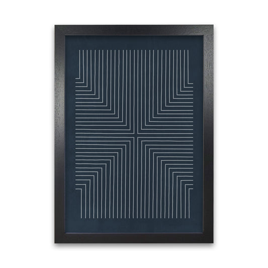 Mid Century Geometric Blue Original Black Grain