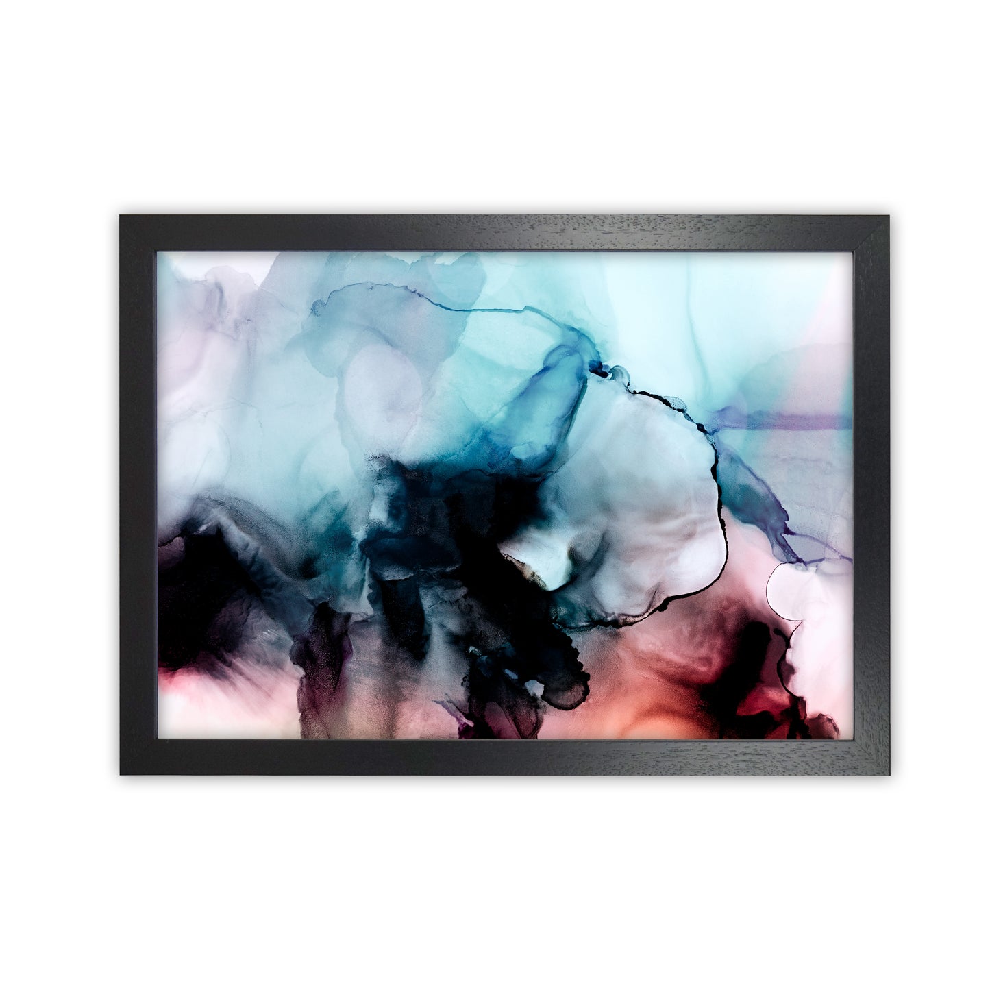Abstract Watercolor Blue Pink Original Black Grain