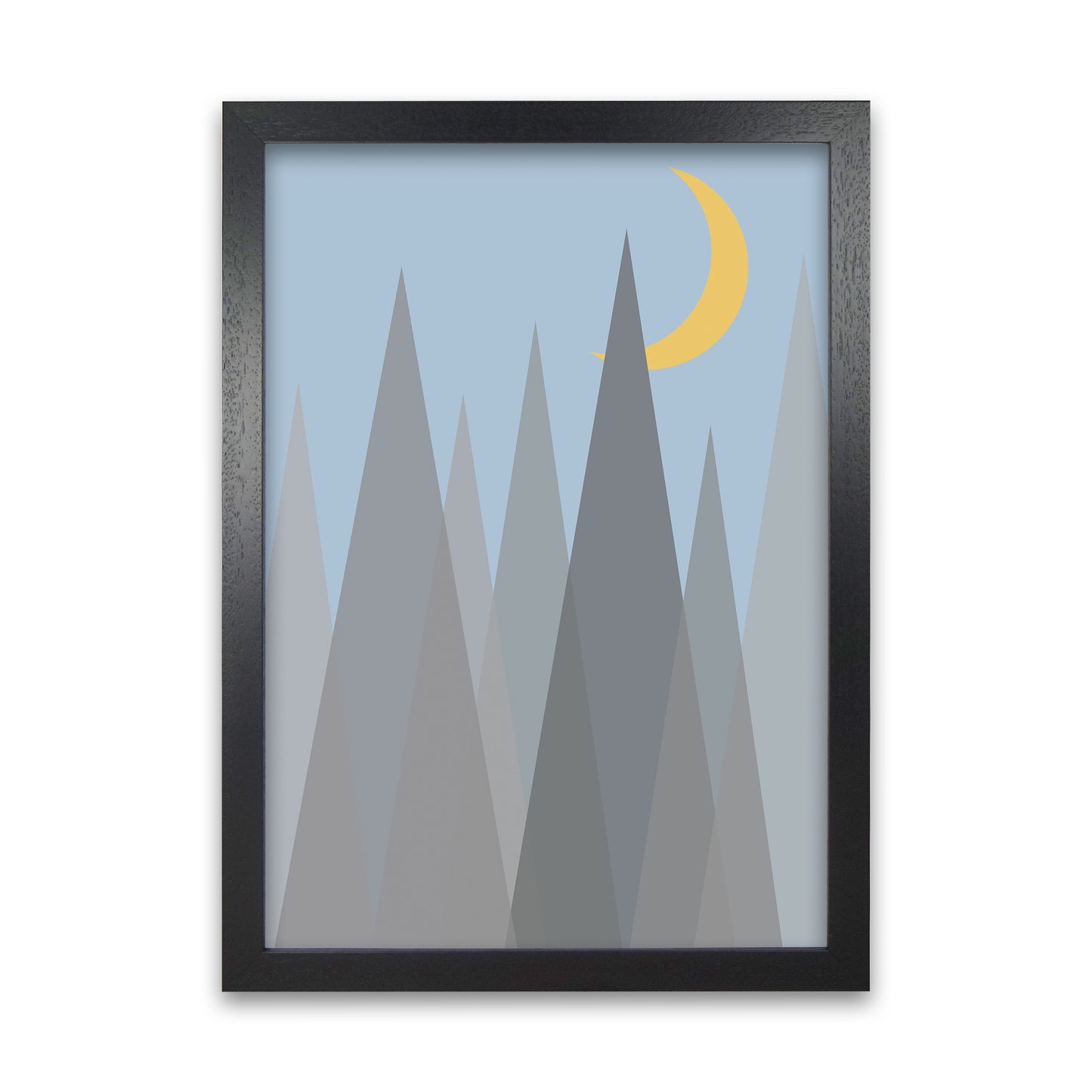 Day and Night Nursery Mid Century Modern Art Prints Night B Black Grain