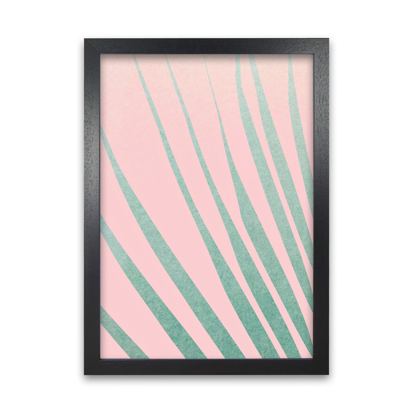 Green Leaves Pink Left Wall Original Black Grain