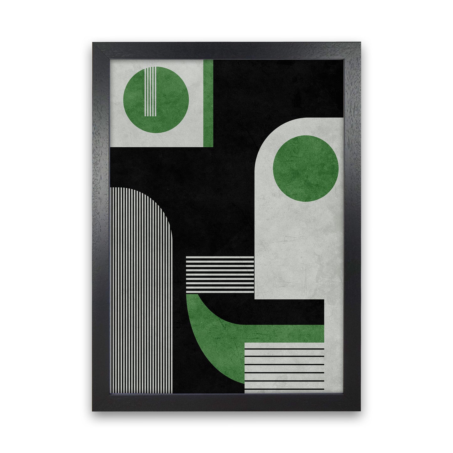 Mid Century Green Black Block Prints Set of 2 B Black Grain