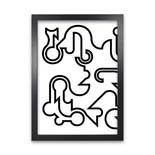 Abstract Black and White Minimal Line Left Art Print by Print Punk Studio Black Grain