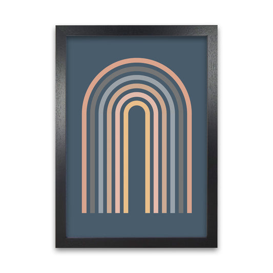 Mid Century Blue Wall Art Print A Black Grain