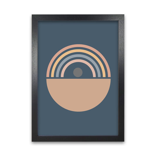 Mid Century Blue Wall Art Print B Black Grain