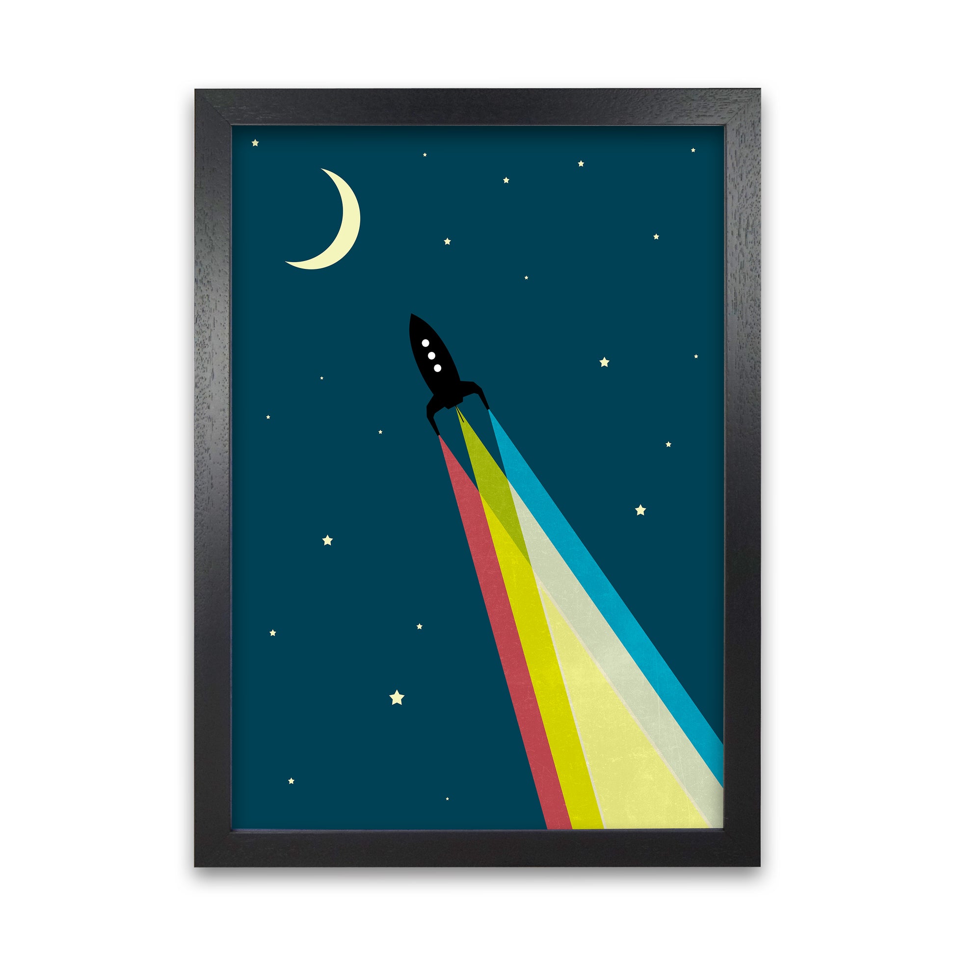 Rocket Bedroom Print A Black Grain