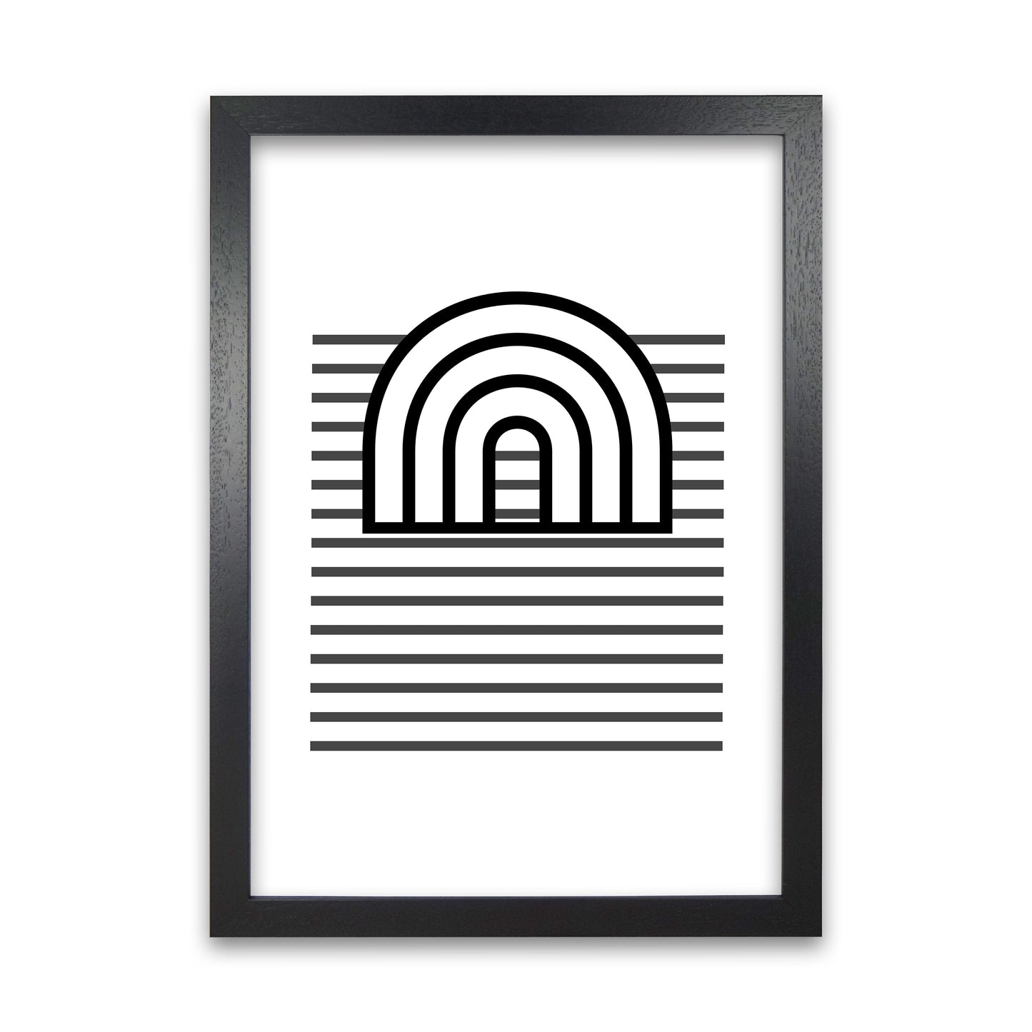 3D Rainbow and Lines Original Abstract Art Print by Print Punk Studio Black Grain