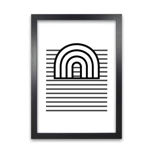 3D Rainbow and Lines Original Abstract Art Print by Print Punk Studio Black Grain