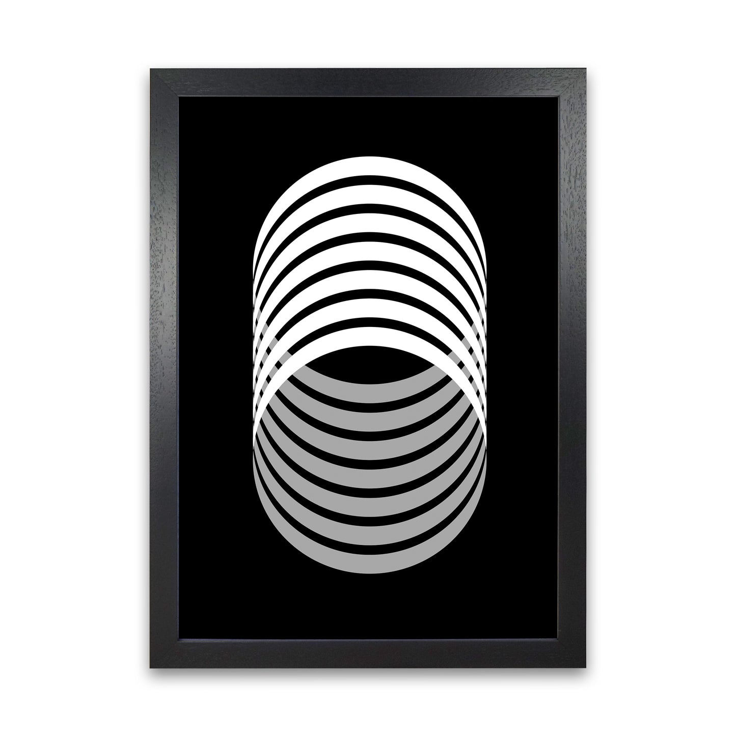 Abstract Modern Back and White Circles Original Black Grain