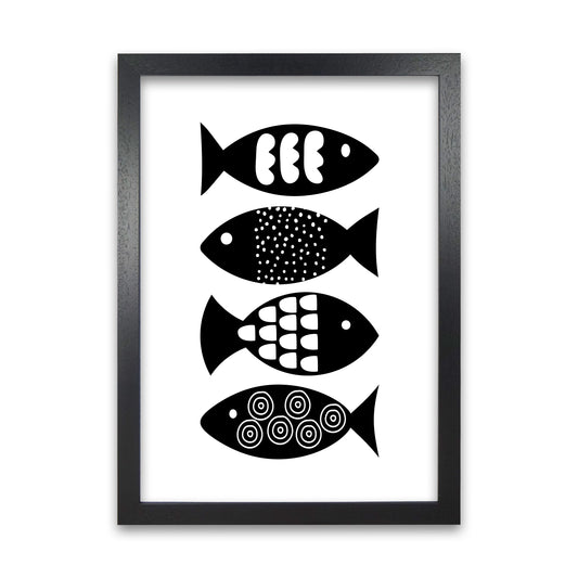Black and White Scandi Fish Black Grain