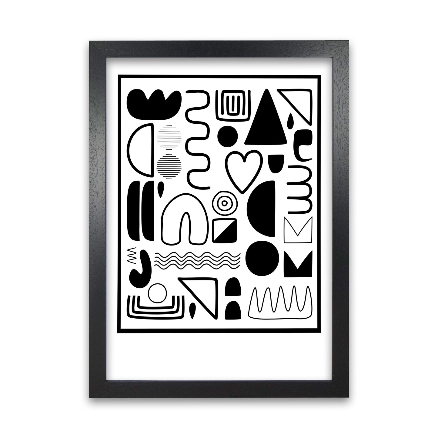 Black and White Scandinavian Shapes Black Grain