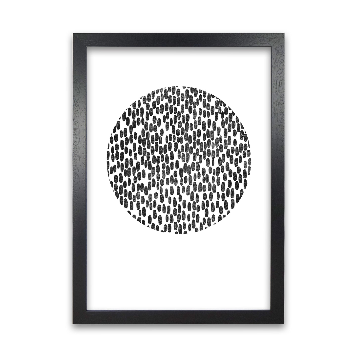 Mid Century Dots Circle Original Black Grain