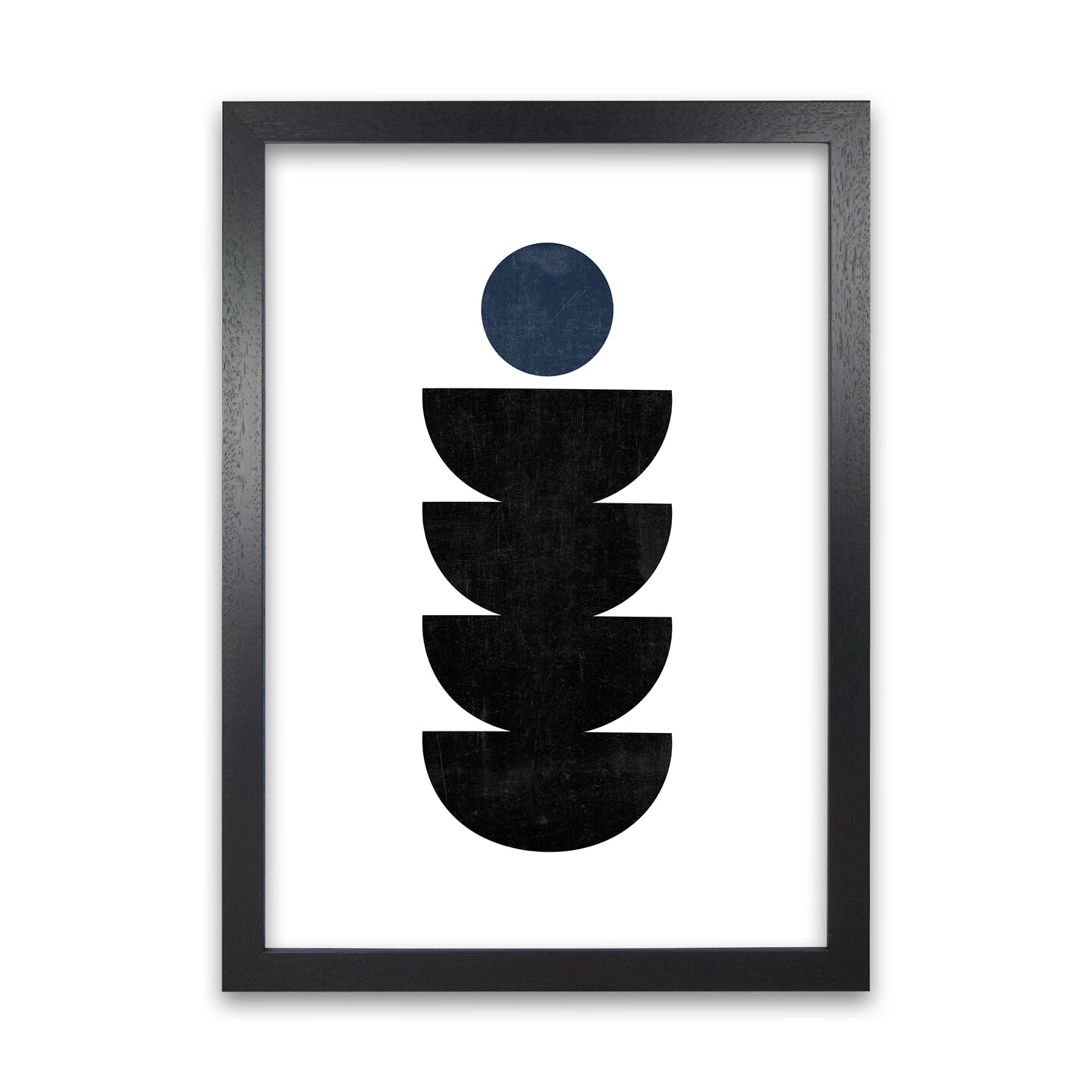 Mid Century Shapes Navy Dot Black Grain