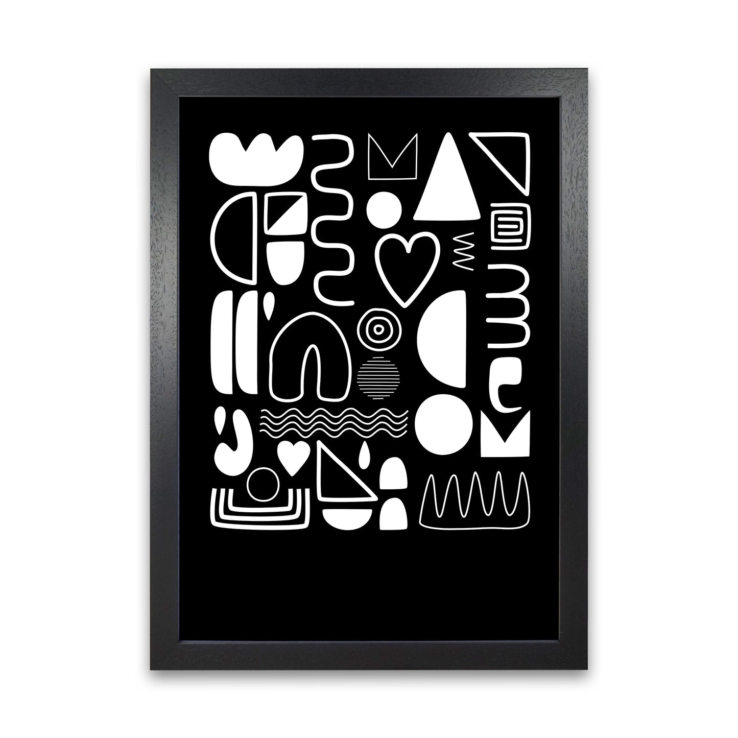 White and Black Scandi Shapes Black Grain
