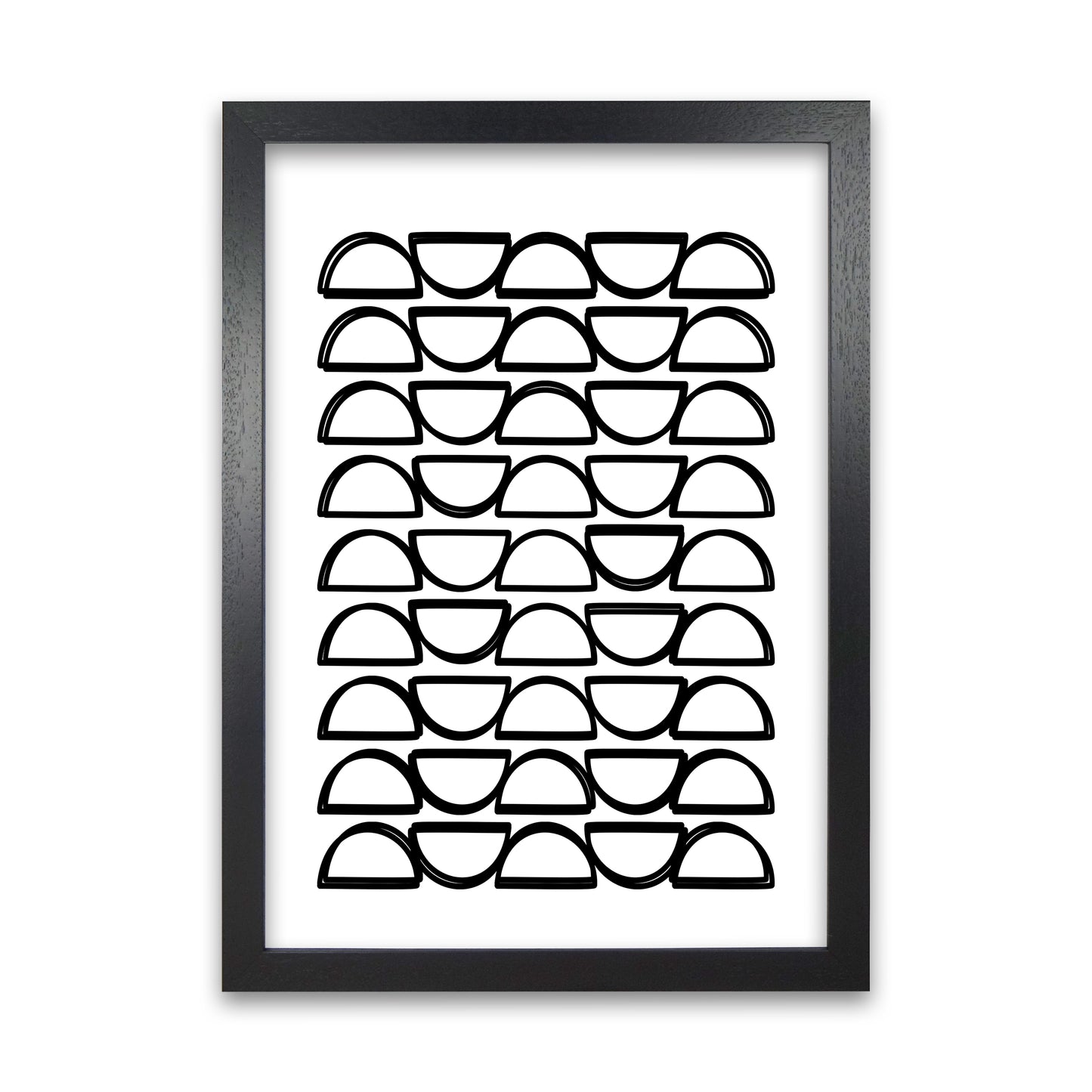 Black and White Mid Century Geometric Print B Black Grain