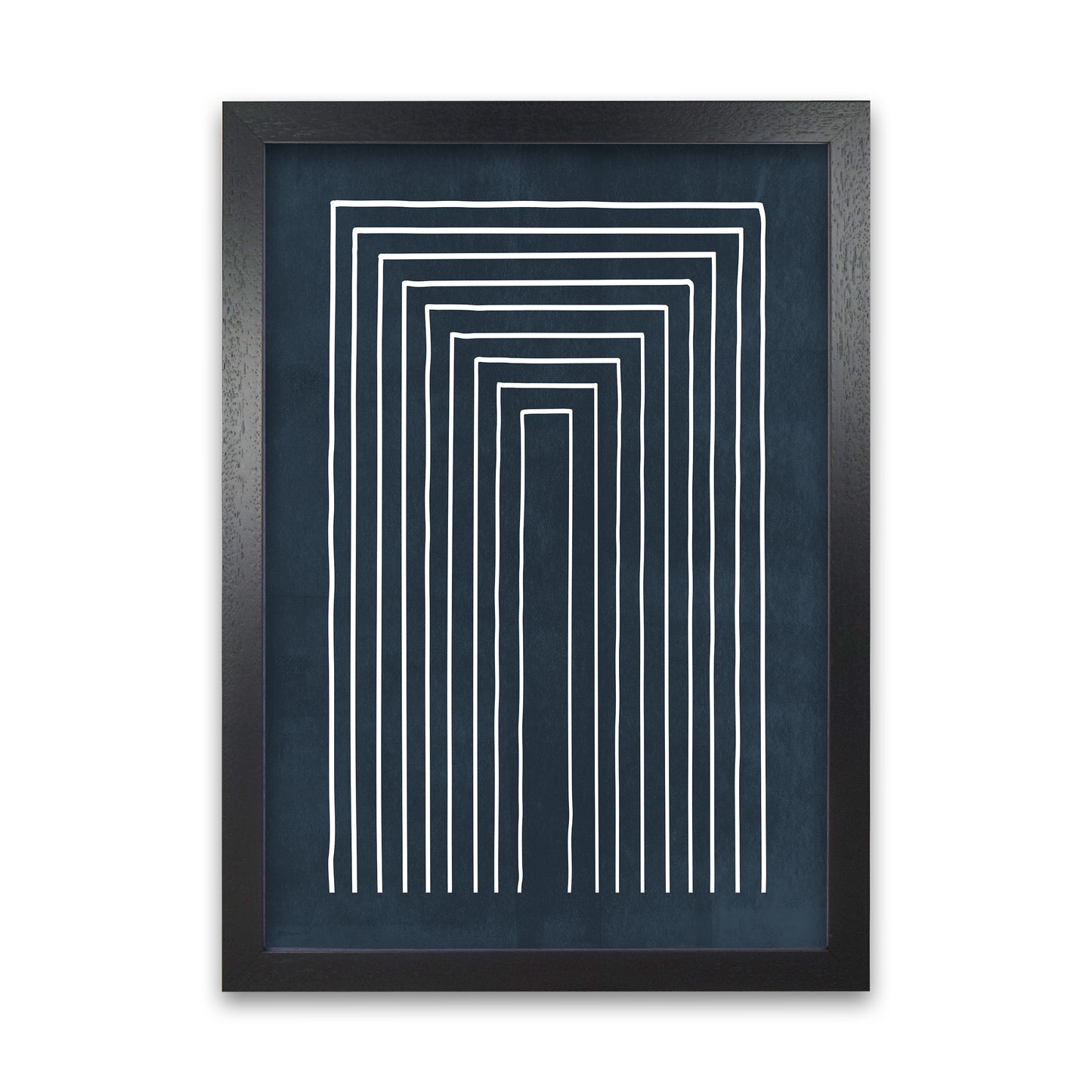 Lino Style Blue Geometric Lines Black Grain