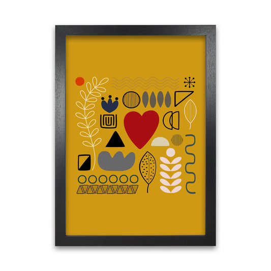 Yellow Scandinavian Abstract Shapes Original Black Grain