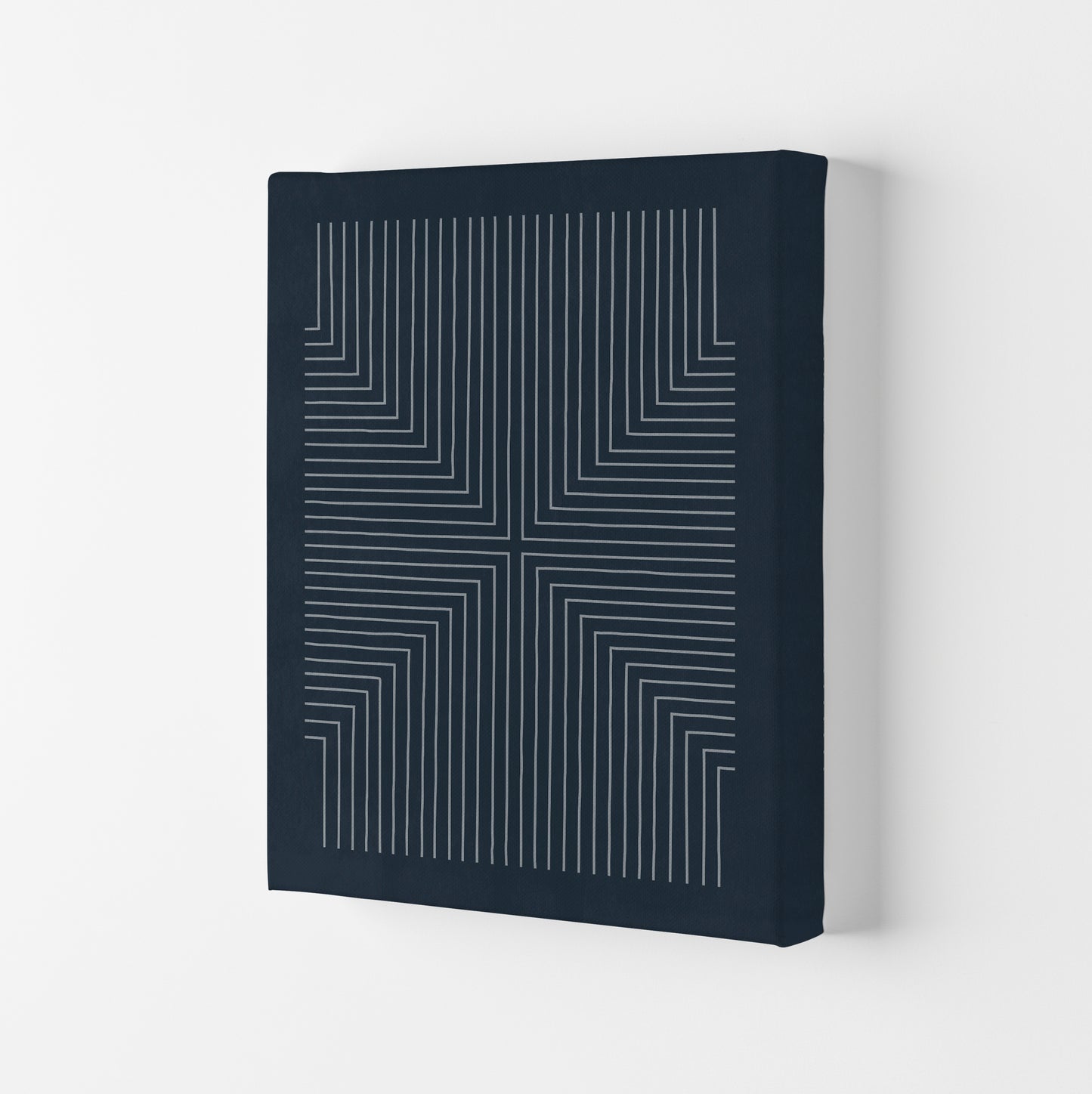Mid Century Geometric Blue Original Canvas