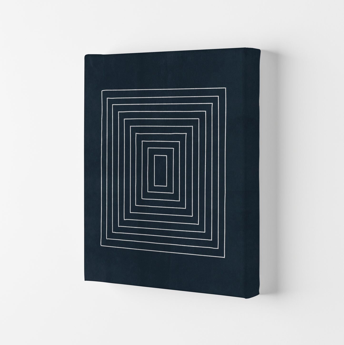 Lino Style Blue Geometric Squares Canvas
