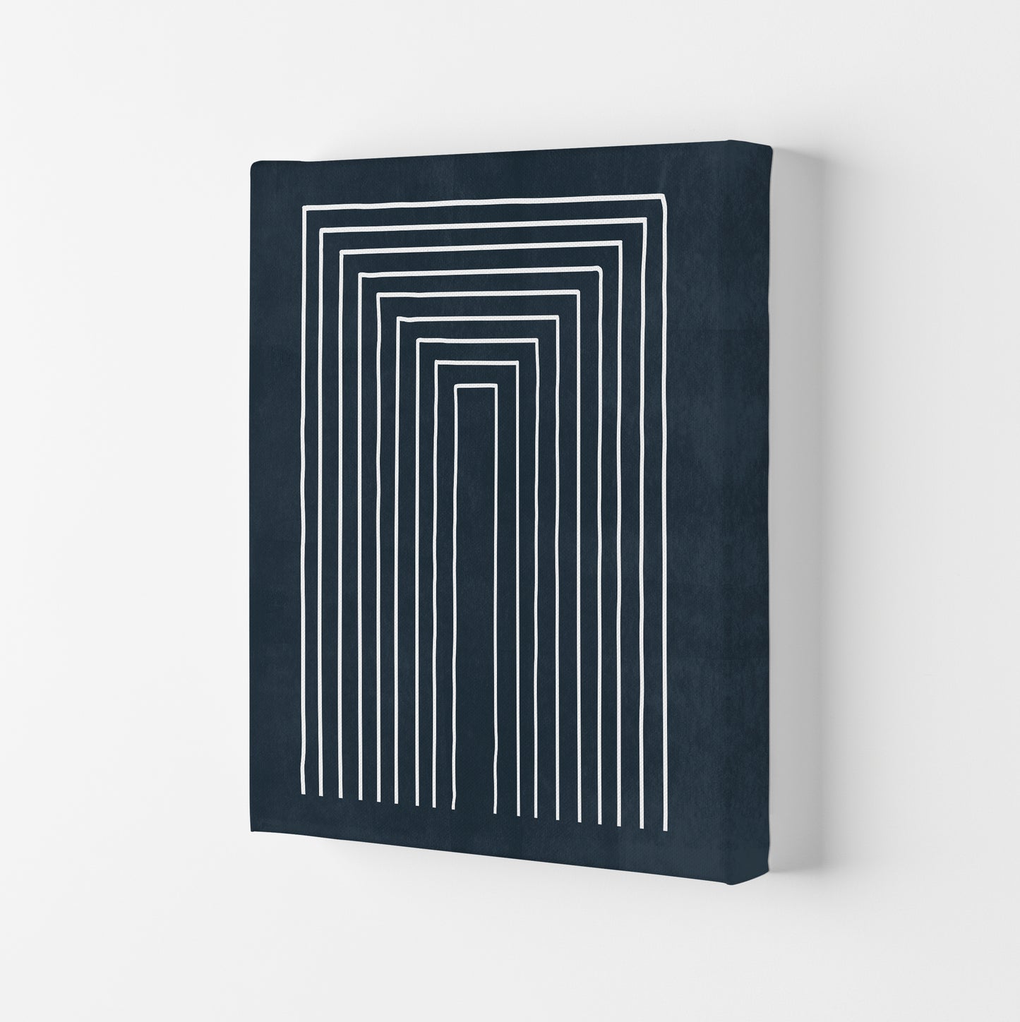 Lino Style Blue Geometric Lines Canvas
