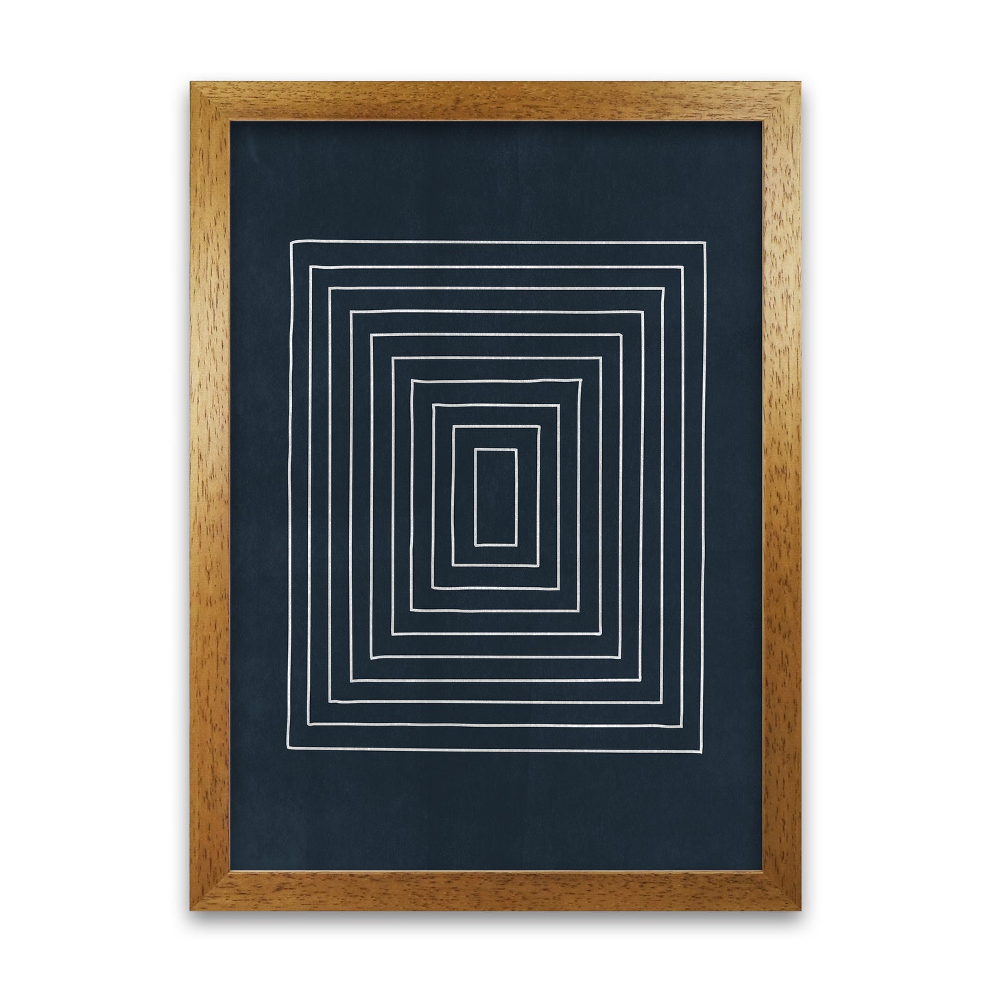 Lino Style Blue Geometric Squares Oak Grain