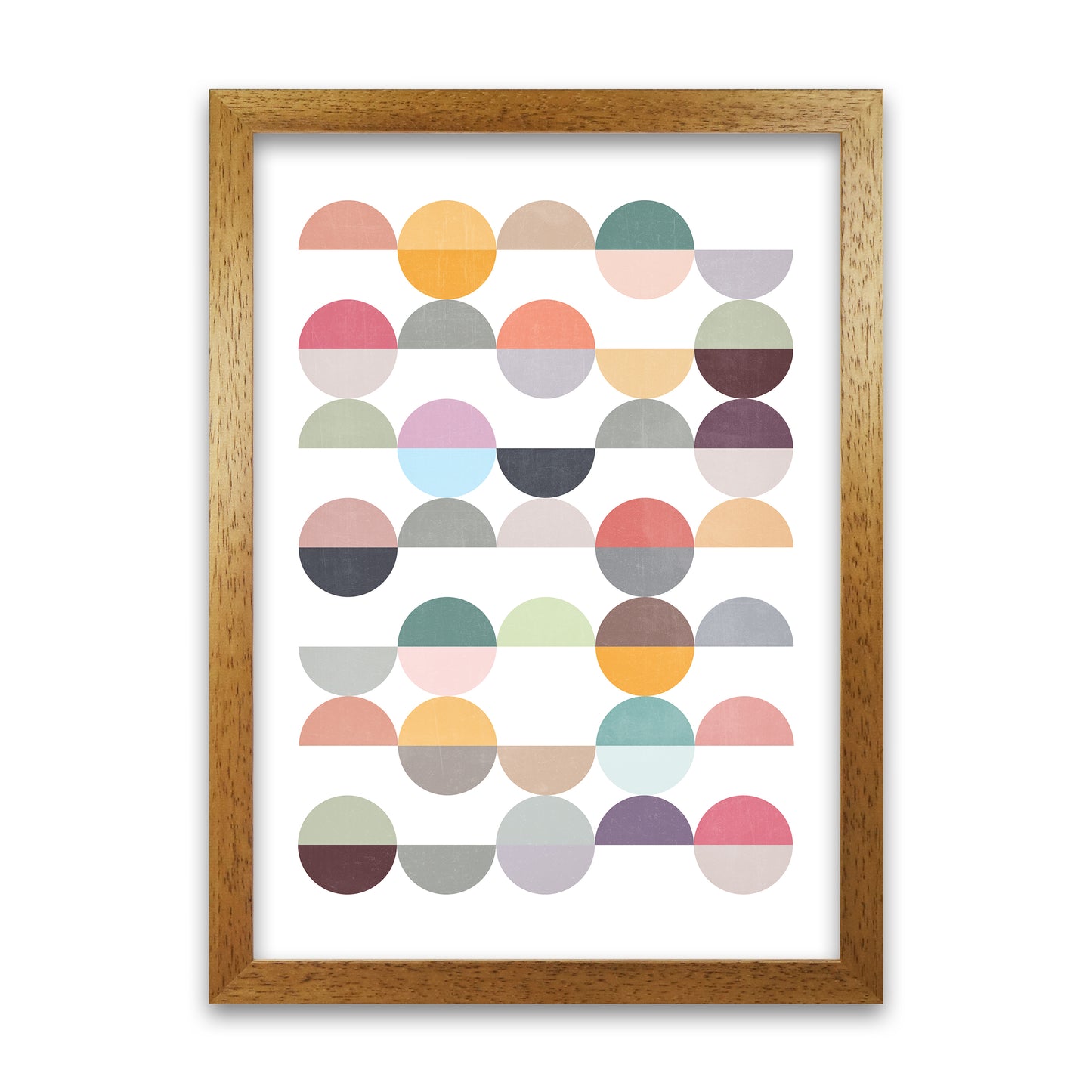 Scandinavian Colourful Circle Art Original Oak Grain