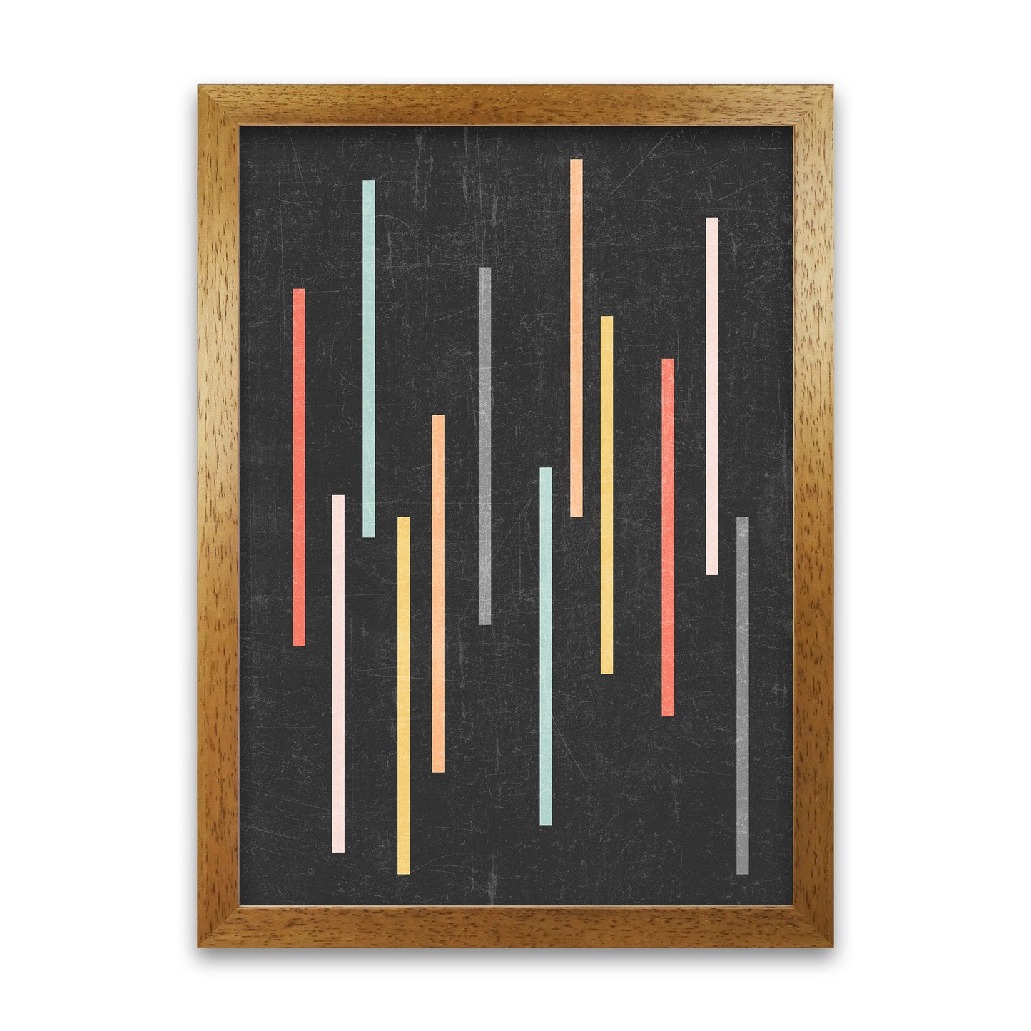 Colorful Lines on Black Grunge Oak Grain