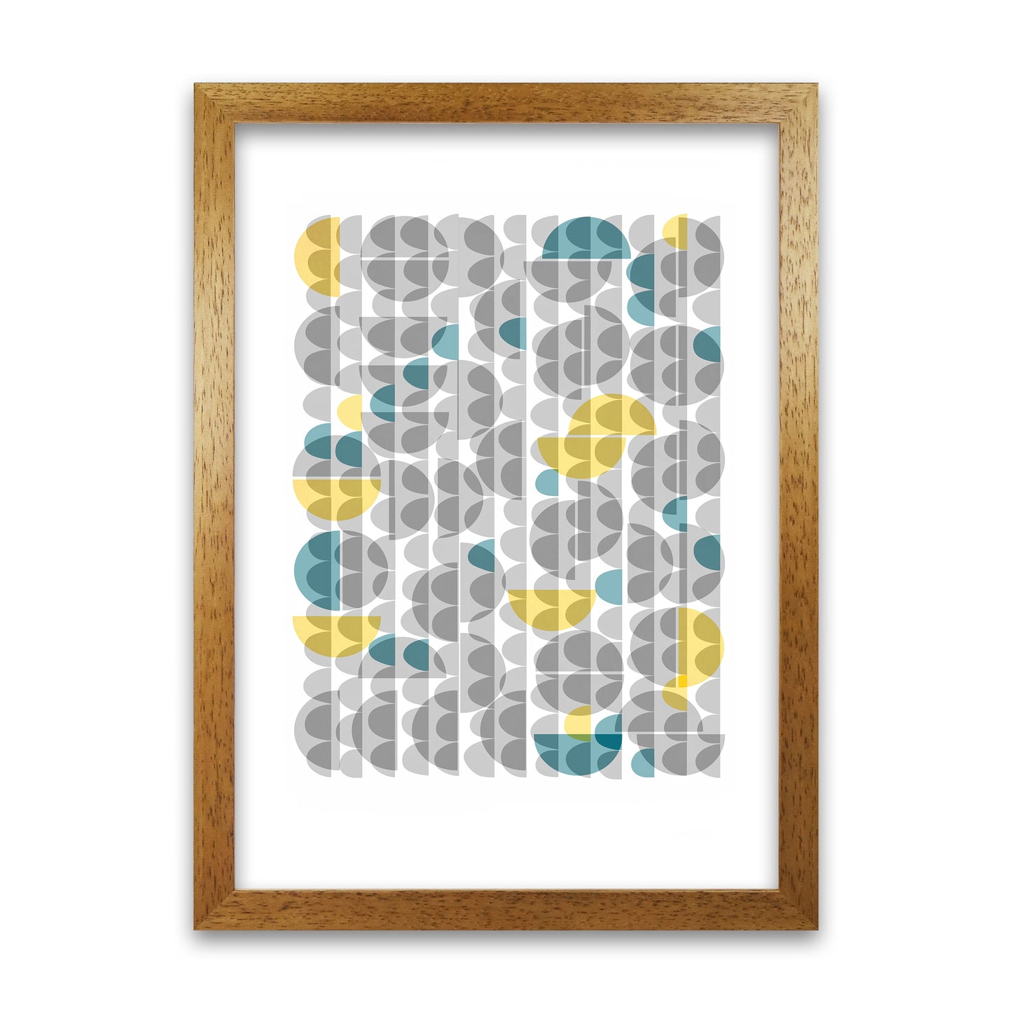 Geometric Grey and Yellow B Original Oak Grain