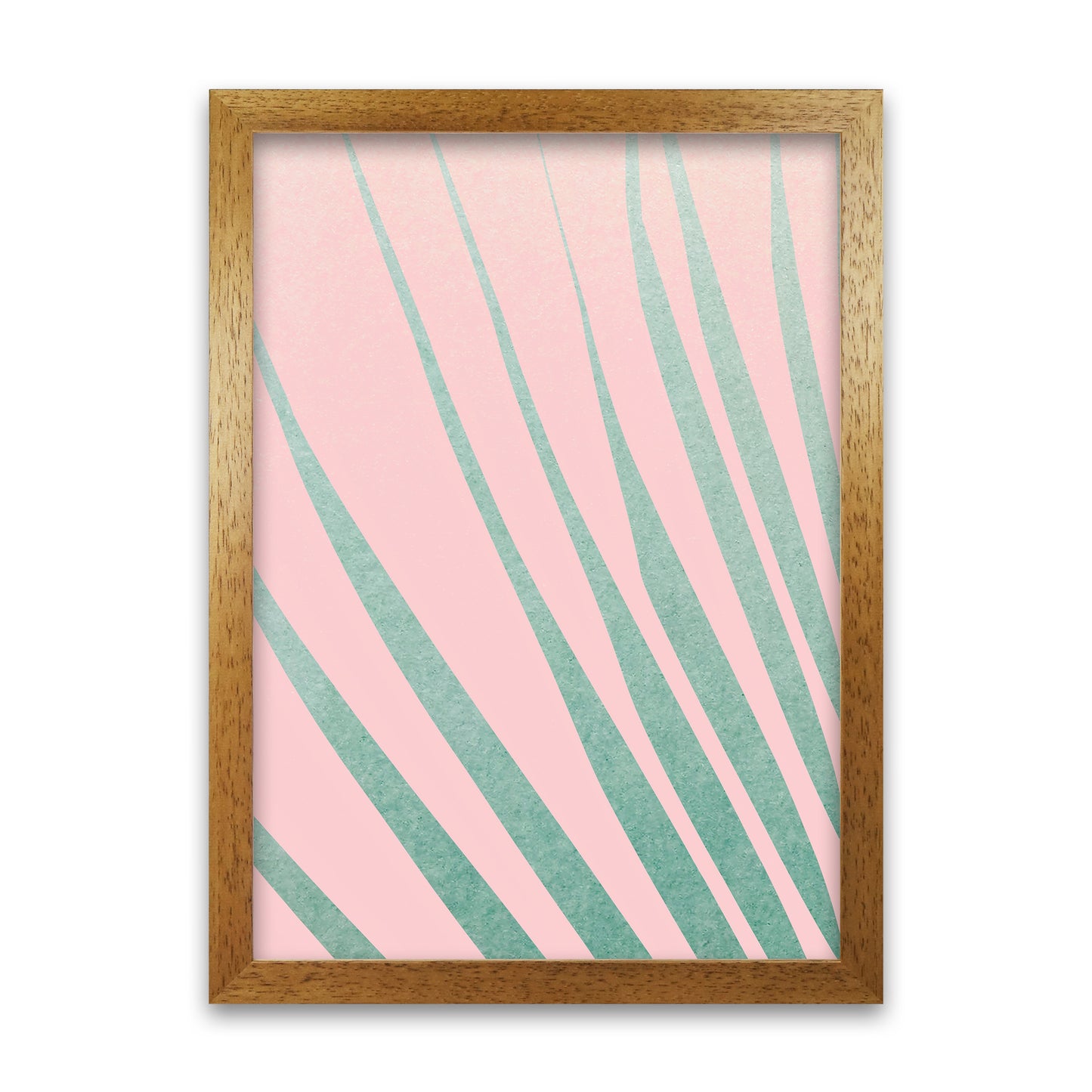 Green Leaves Pink Left Wall Original Oak Grain