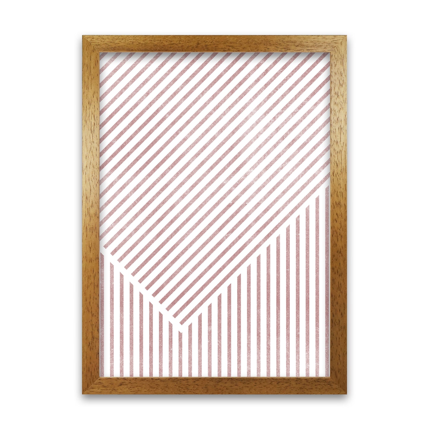 Set of Red Lines Modern Art B Oak Grain