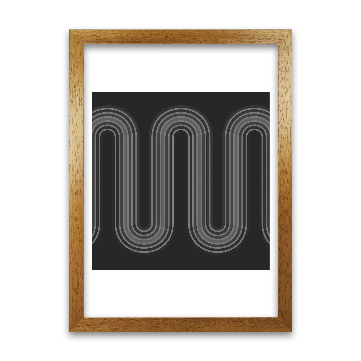 Black and White Line Art Oak Grain
