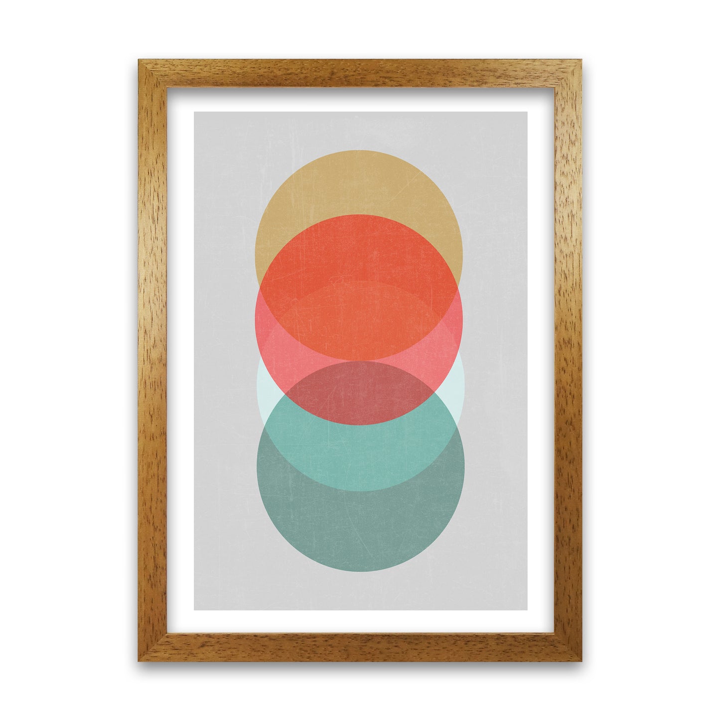Mid Century Circles in Scandi Colours A Oak Grain