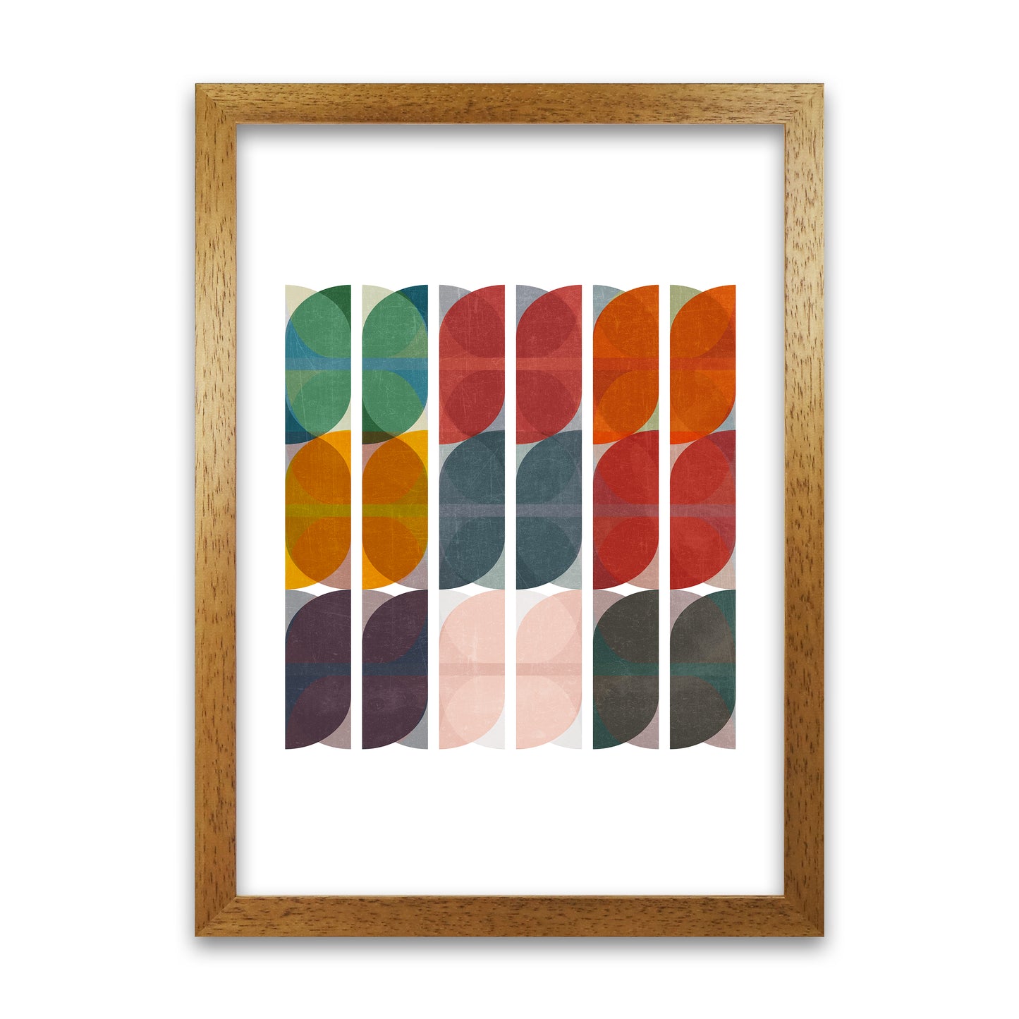 Mid Century Colourful Abstract Art Print A Oak Grain