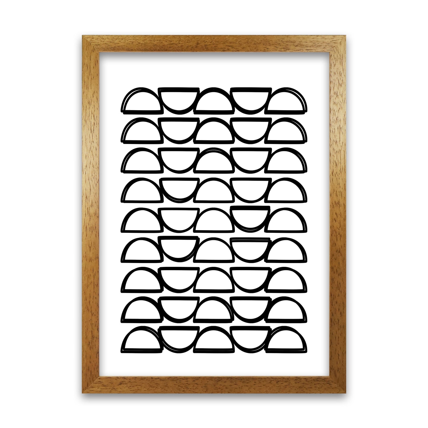 Black and White Mid Century Geometric Print B Oak Grain