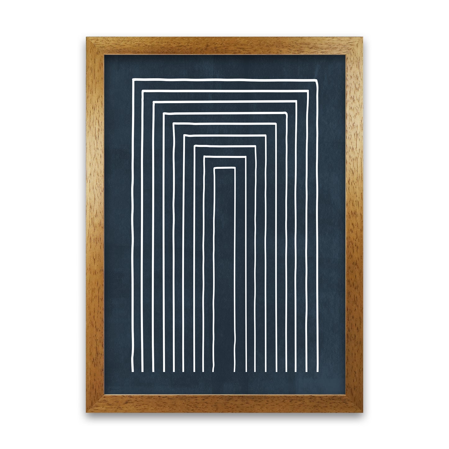 Lino Style Blue Geometric Lines Oak Grain