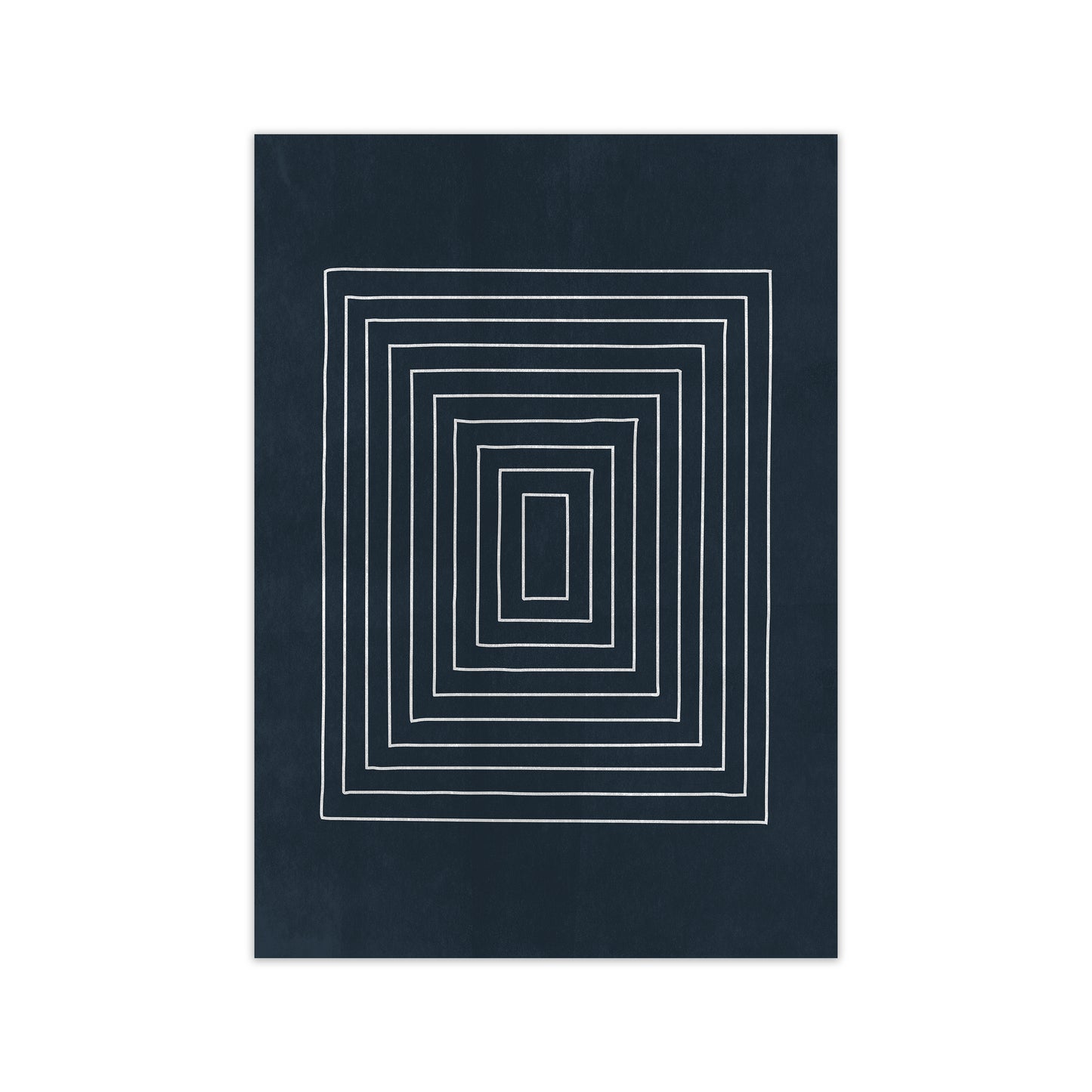 Lino Style Blue Geometric Squares Print Only