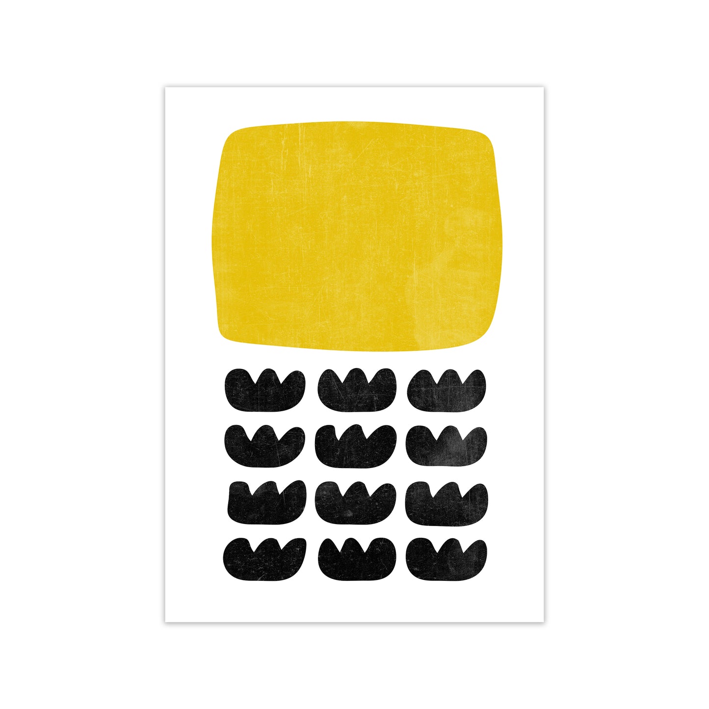 Yellow and Black Abstract Original Print Only