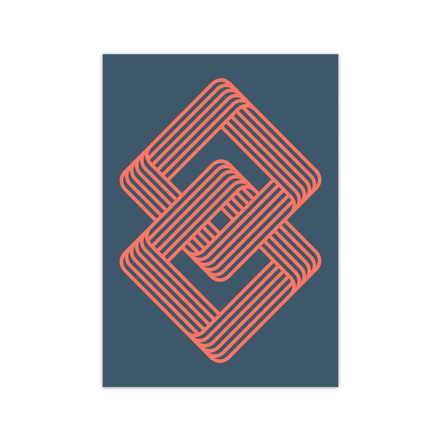 Blue and Red Geometric Wall Art Print A Print Only