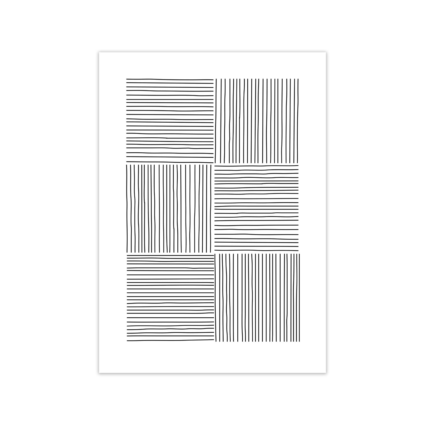 Black and White Squared Lines Print Only