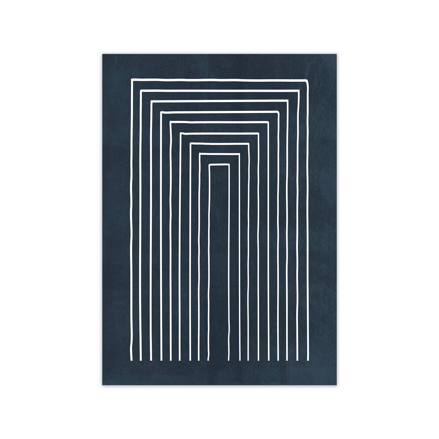 Lino Style Blue Geometric Lines Print Only