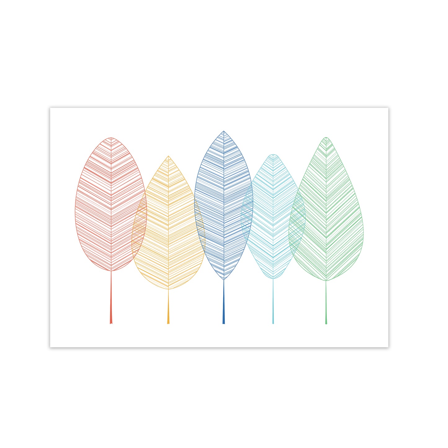 Scandinavian Colorful Leaves in Landscape Print Only